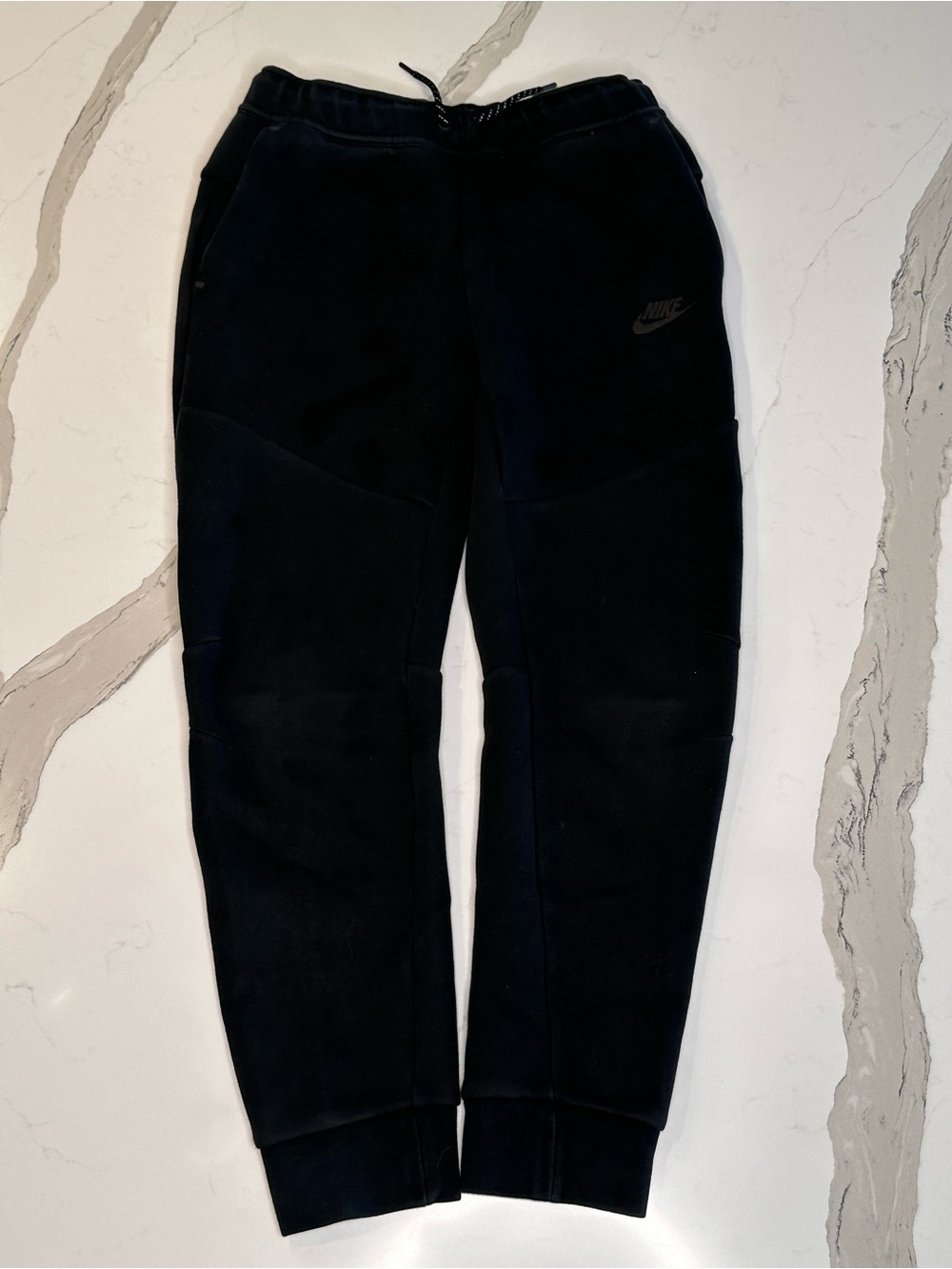 Nike Tech Kids Black Fleece Jogger Pants with Logo - Large